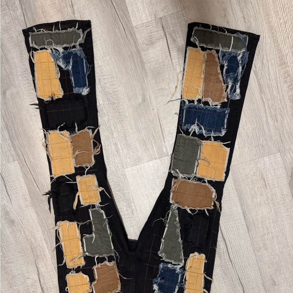 Patchwork Distressed Black Jeans